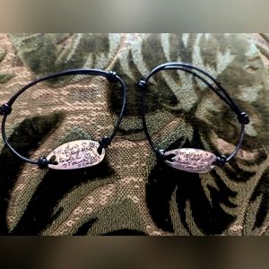 Black and silver mother daughter matching bracelets